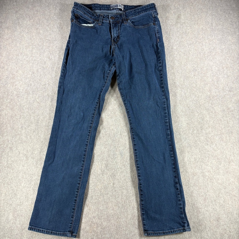 Levi Strauss Signature Womens Jeans Mid Rise Straight Dark Wash Size 12 Short
